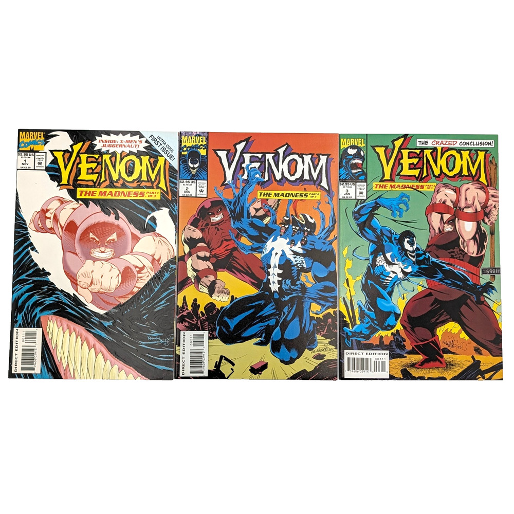 Venom The Madness Comic Book Lot 1 2 3 Complete Set Marvel 1993 Juggernaut VF NM